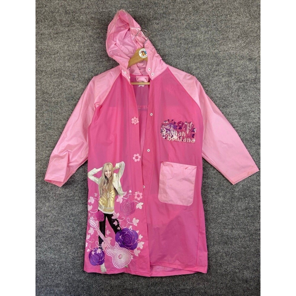 Vintage Hannah Montana Disney Channel Rain Coat Girls Size 8 Miley Cyrus